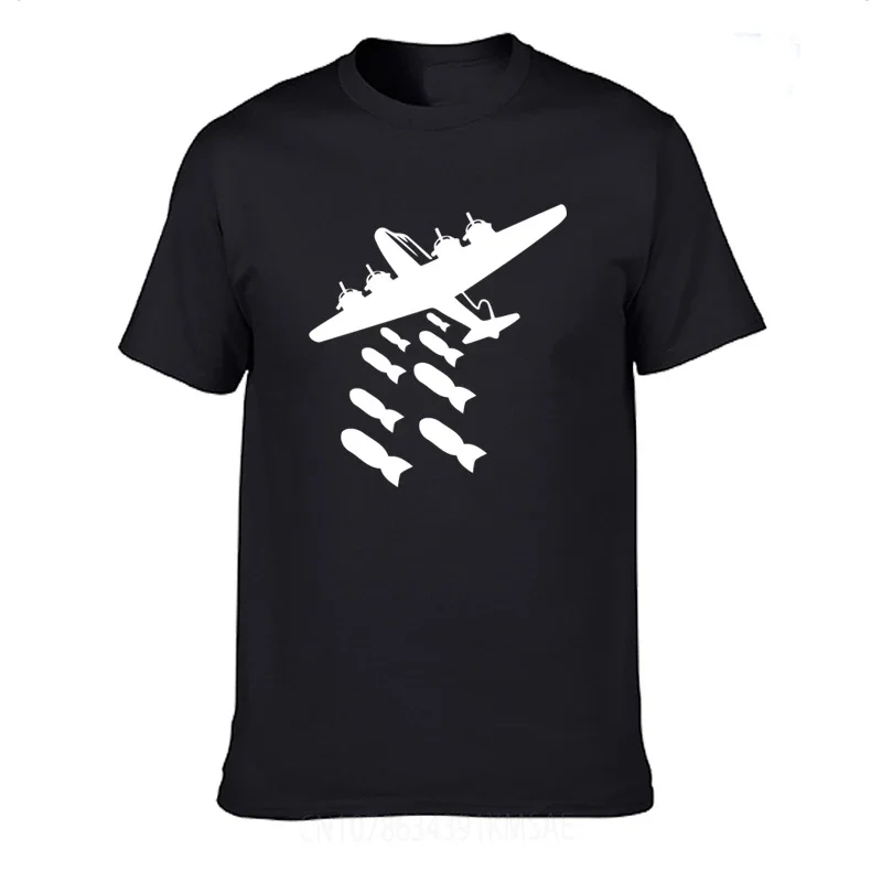 New Summer Men Cotton O-Neck Short Sleeve T-Shirts pieces bomber dropping bomb bombs Prints T Shirt Men's Tees Plus Size