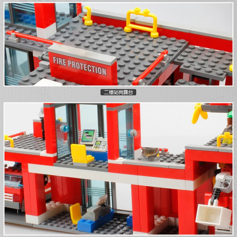 Building Blocks City Fire Station Model 774pcs Compatible Construction Firefighter Man Truck Enlighten Bricks Toys Children