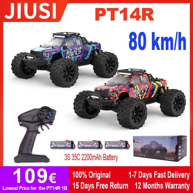 80km/h JIUSI PT14R MT14R 1/14 RC Car 4WD 2.4G Remote Control Racing Car Brushless 3S 35C 2200mah Desert Off-road RC Truck RC Toy