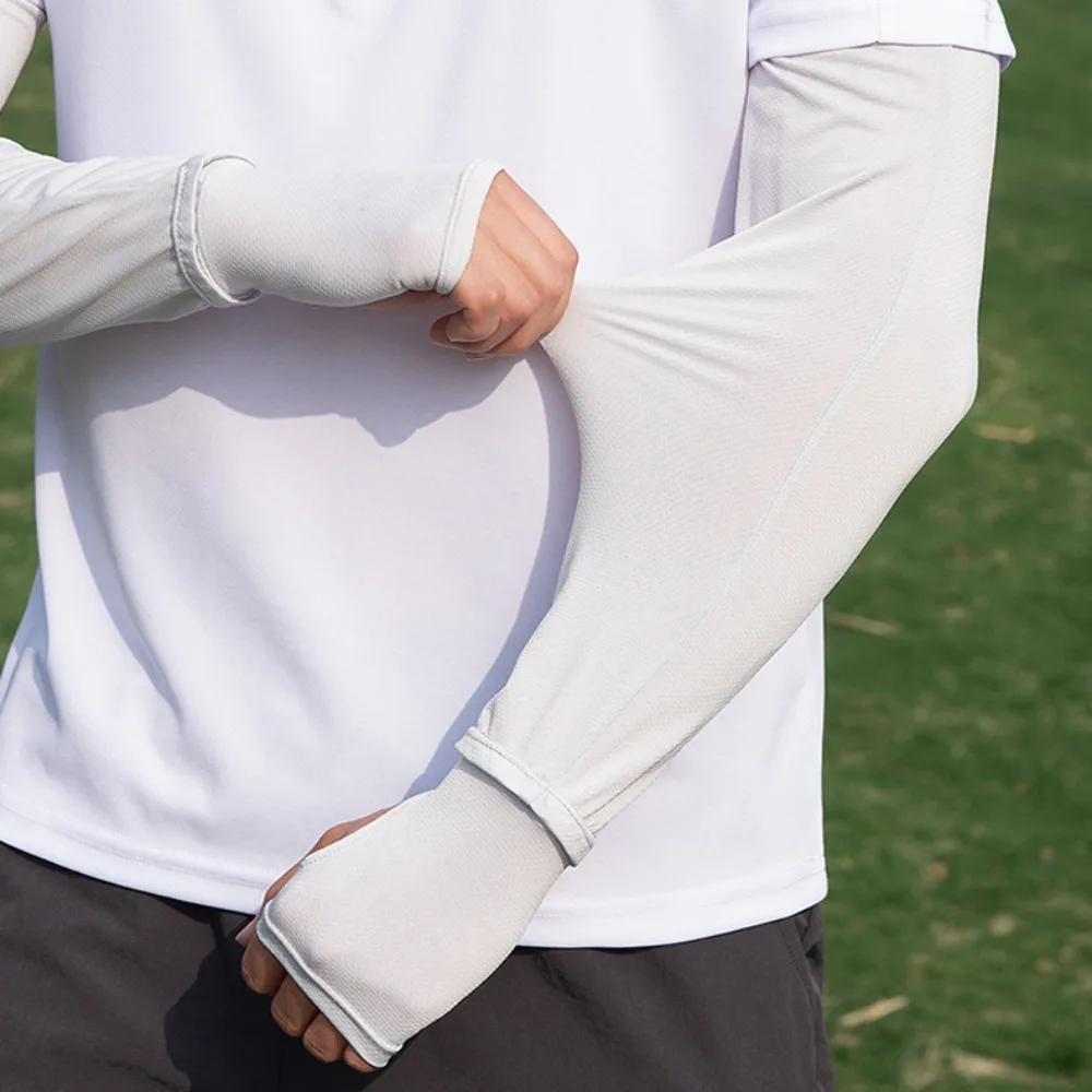 حماية الذراع قابلة للتنفس، أكمام طويلة من الحرير الجليدي، أغطية ذراع مرنة واقية من الشمس، قفازات ركوب الدراجات العازلة للأشعة فوق البنفسجية للقيادة #1