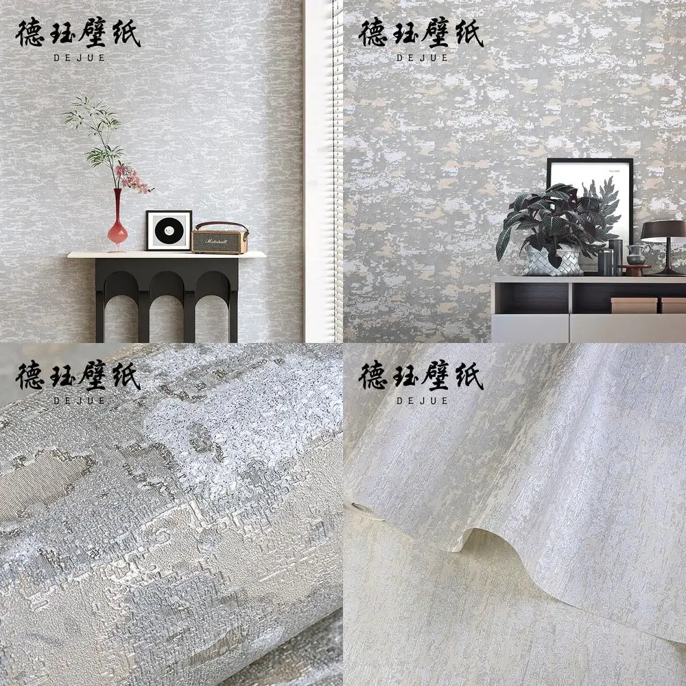 

Nordic Cement Gray Silver Deep Embossed Wallpaper Retro TV Background Bedroom Living Room Non Woven Peel and Stick Free