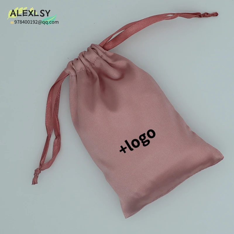 

50PCS Satin Gift Bag Packaging Jewelry/Makeup/Wedding/Party/Cosmetic/Hair/Shoe Silk Drawstring Pouch Wrapping Sachet Print Logo