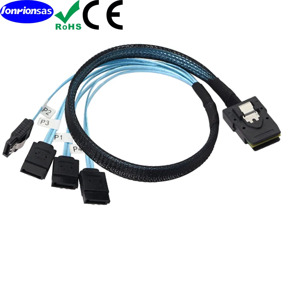 

MiniSAS 36Pin SFF8087 to 7Pin SATA Target/Backplane, Host/Controller Compatible with PERC H310, RAID Controller 0.5m/1.0m