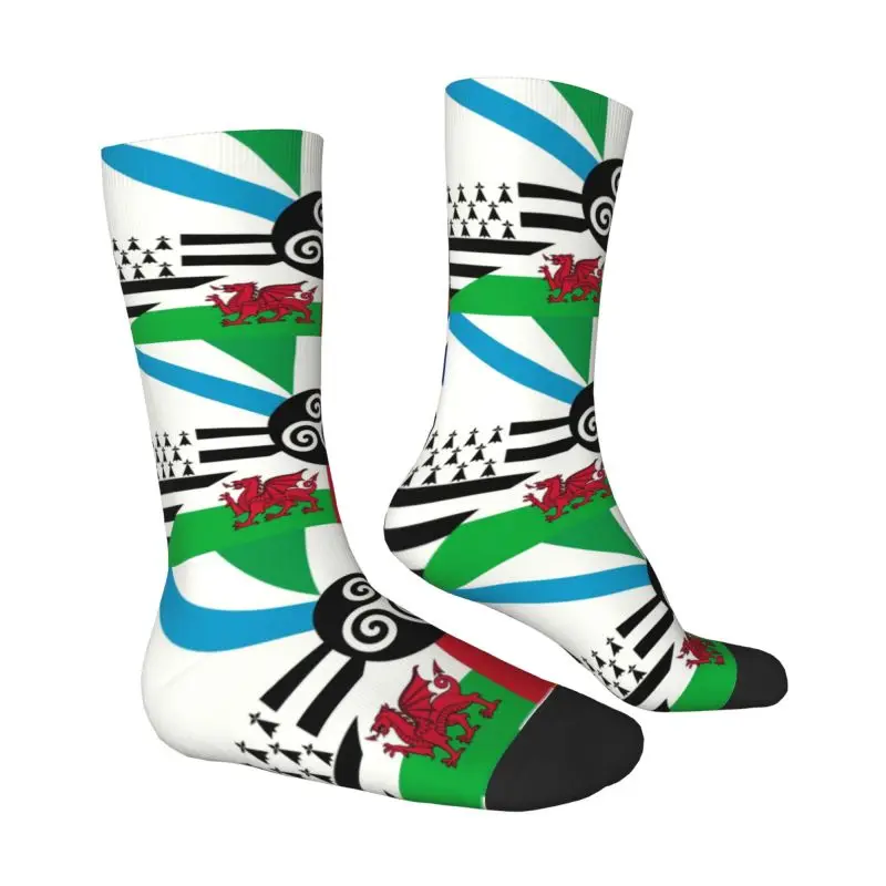 European Pan Nations Flag Socks for Men Women Stretchy Summer Autumn Winter Ireland Scotland Wales Brittany Crew Socks