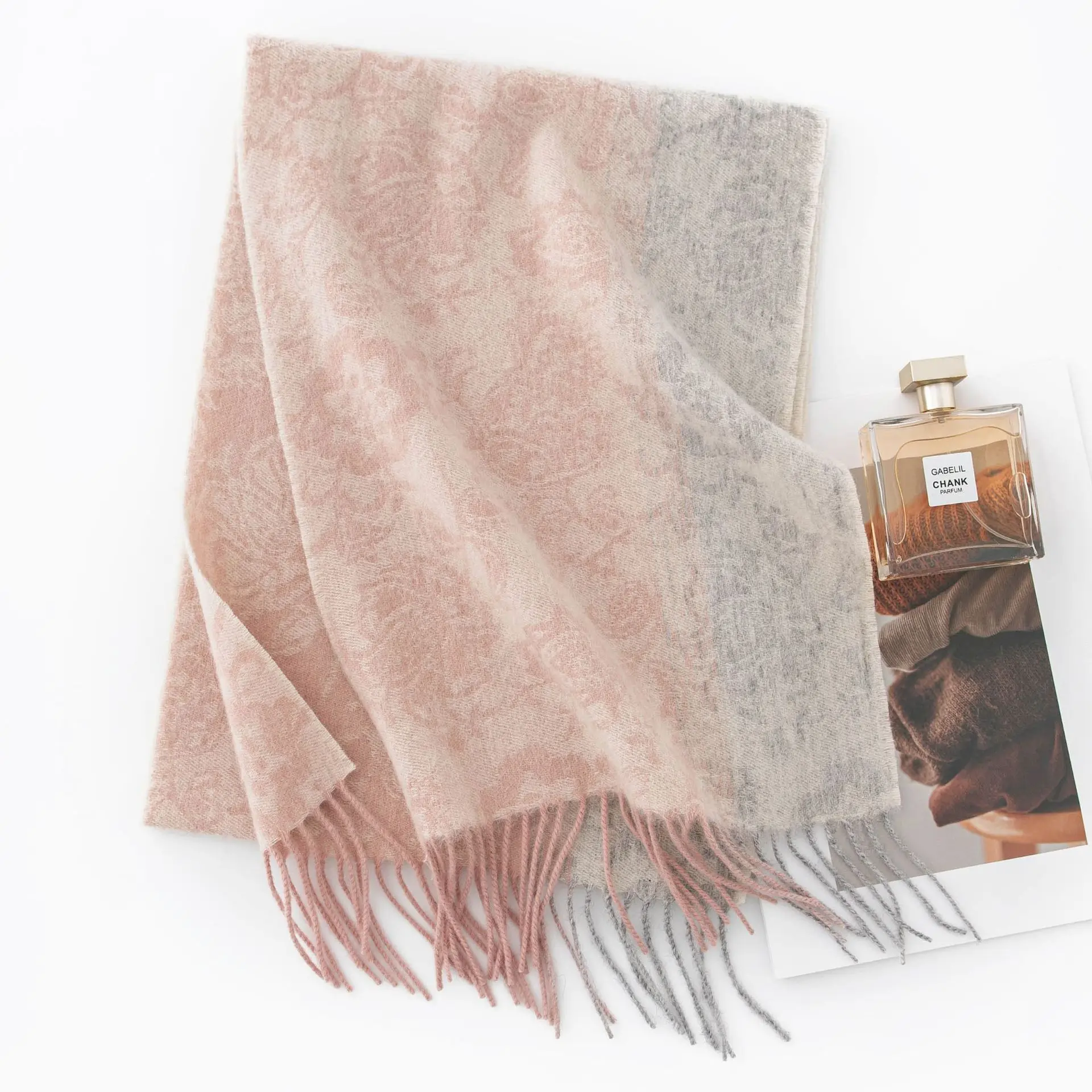 

2025 luxury 100% Wool Jacquard Scarf Women, Winter Shawl Hijab Hair Wrap, Elegant Warm Fashionable Styling for Cold Weather