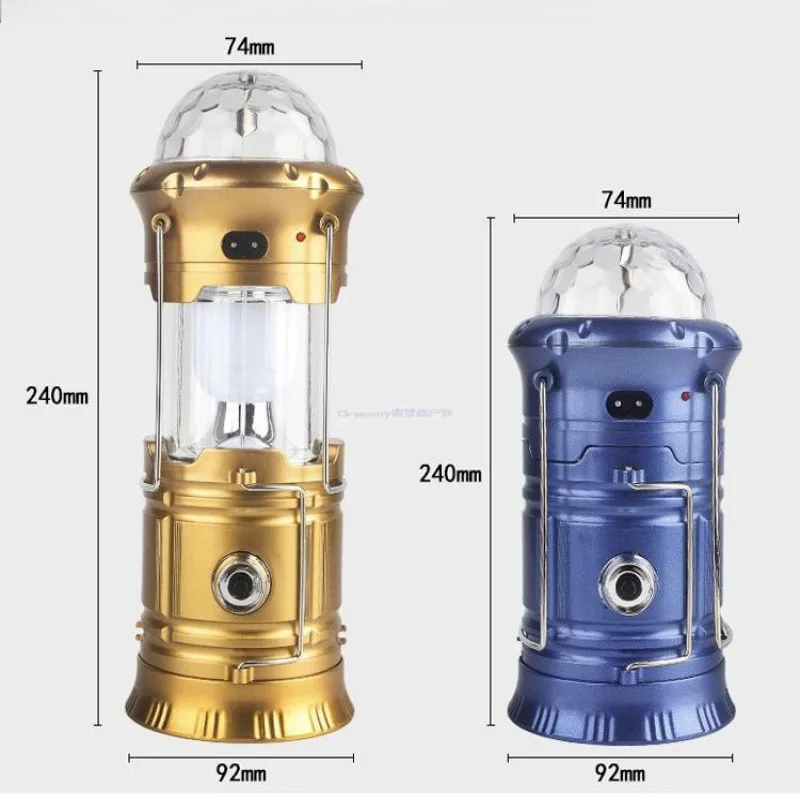 Multifunctional emergency solarpowered portable camping lights with rotating star feature