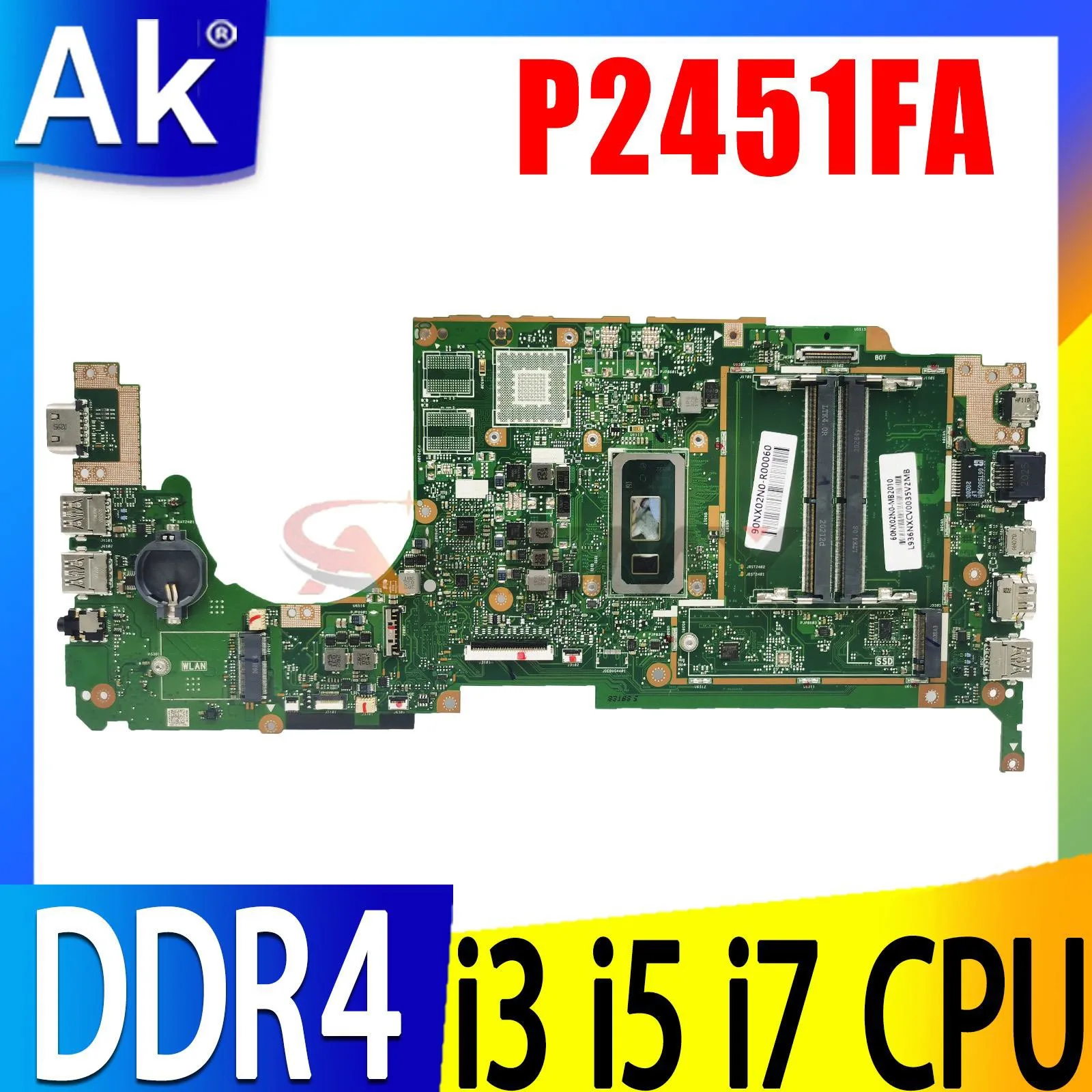 

Шэньчжэнь P2451FA Материнская плата ASUS Book P2451F P2451FA P2451FAW P2451F материнская плата для ноутбука с i3 i5 i7 10-й