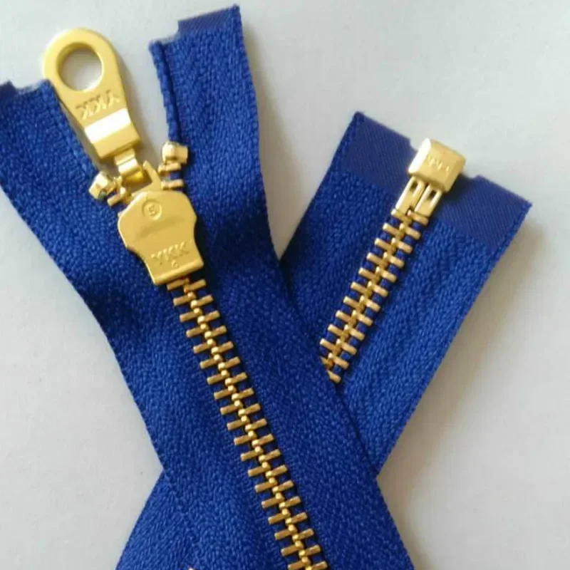 2pcs/Lot Ykk Metal Zipper 5# 50cm Almost 20 Inches Blue Sapphire Single Open Brass Kids Jacket Repair Tailor Sewing Accessory