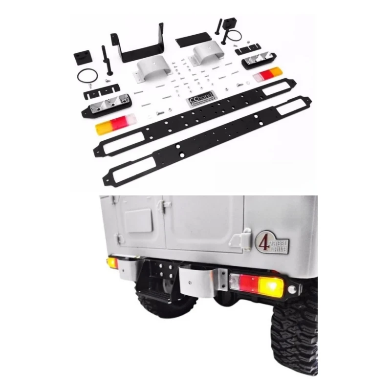 Metal rear bumper + tail lights and pedal kit for rc4wd gelande2 cruiser fj40 Scale 1/10 Remote Control Car Upgrade parts