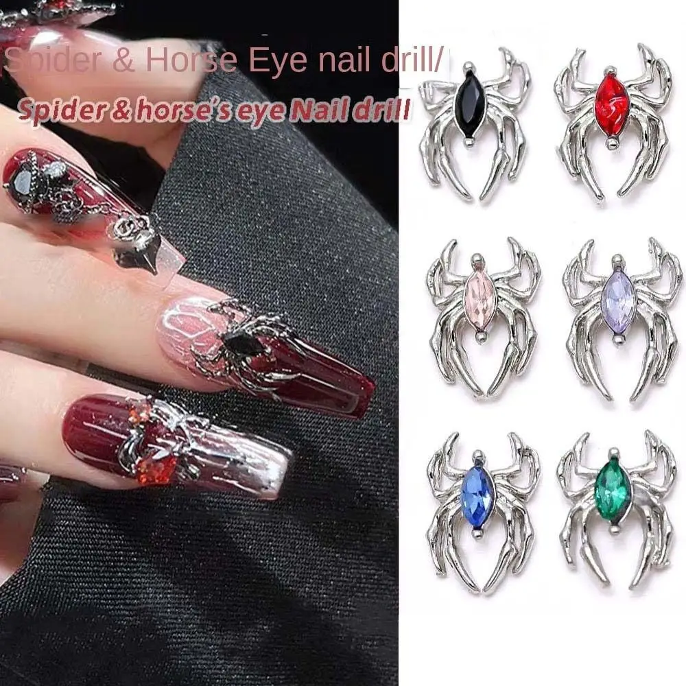 5pcs/set Halloween 3D Spider Luxury Nail Art Charms Crystal Horse Eye Rhinestones Gems for Nail Decoraions Manicure Accessories