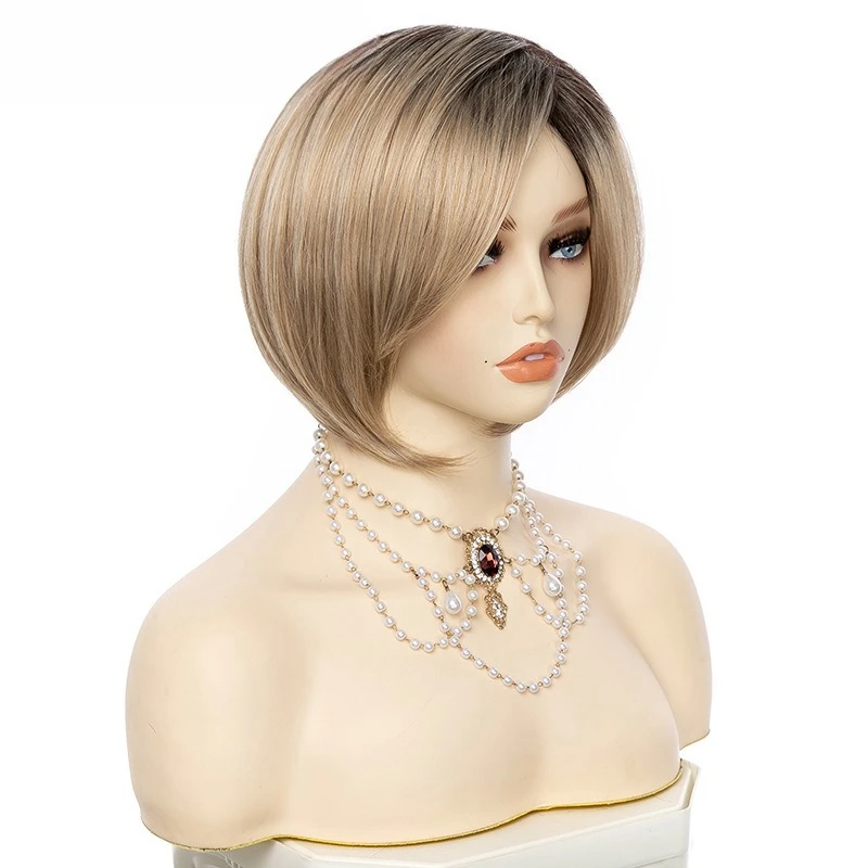 Европейская и американская мода, короткие прямые волосы, косая челка Бобо, химическое волокно, высокотемпературный шелковый парик, женский головной убор