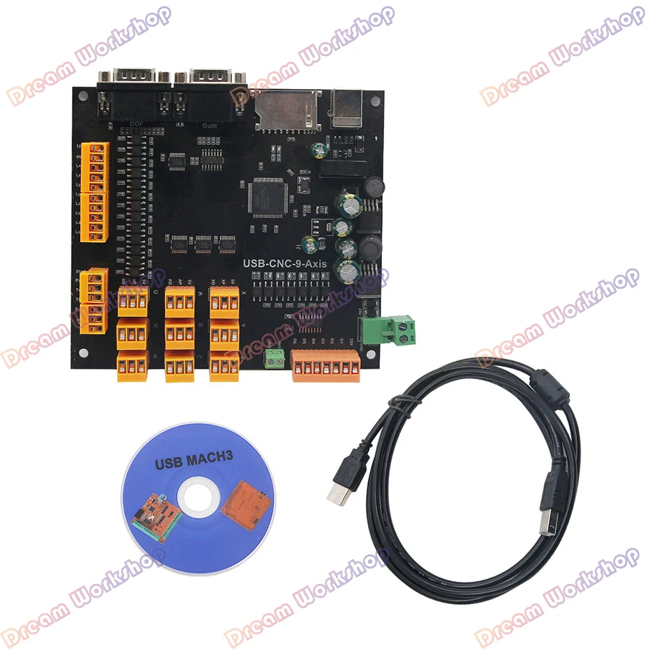 Placa controladora USB CNC de 4 y 9 ejes, placa controladora USB de 100KHz, Cable USB compatible con operación sin conexión