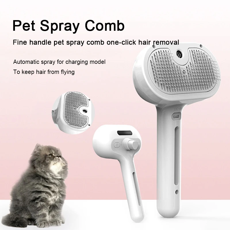 

Pet Spray Comb Hair removal Comb For Cat Dog Hair Pulling And Knotting Comb Pet Grooming Clean Tool USB Charging Cat Accessories