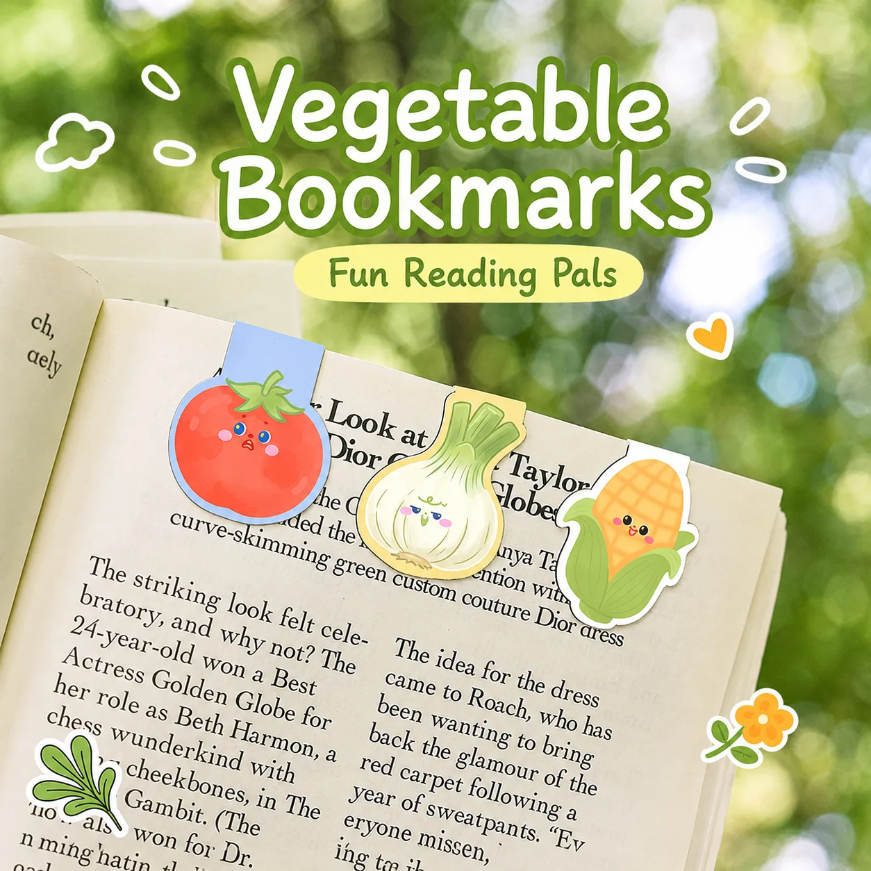 Cute Vegetable Soft Magnetic Bookmark Adorable Page Clip Creative School Office Stationery for Students Reading Lovers
