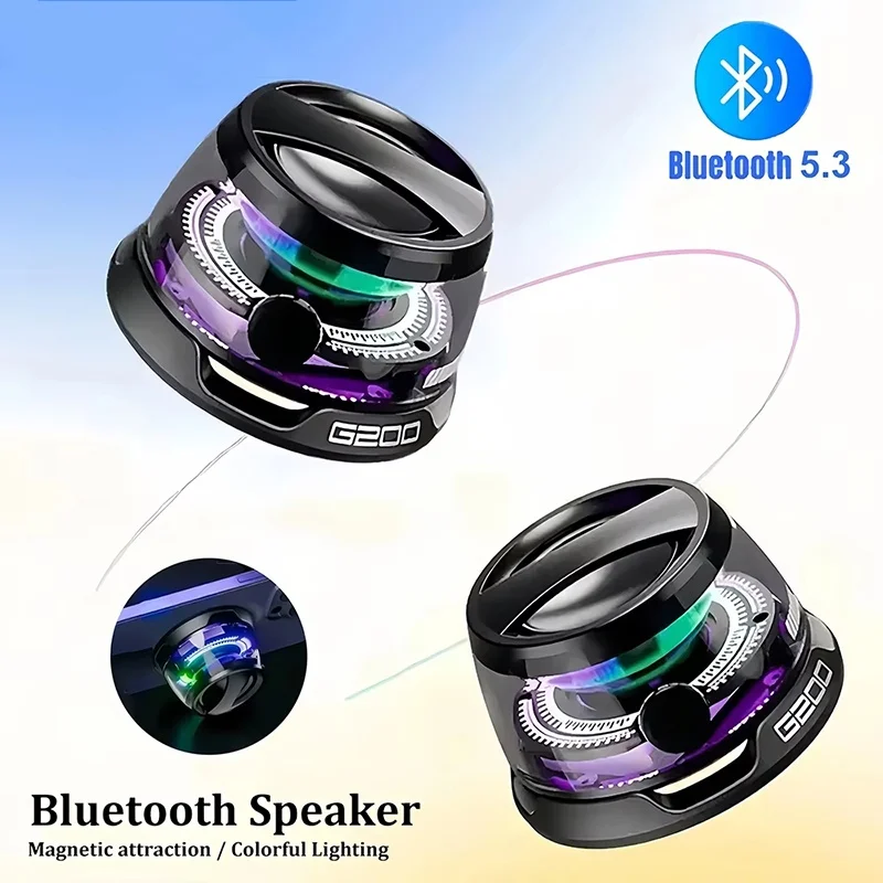 Multifunktionaler Bluetooth 5.3-Lautsprecher, tragbarer Mini-Lautsprecher, magnetischer Lautsprecher mit RGB-Farblicht für iPhone, Huawei, Xiaomi, Oppo