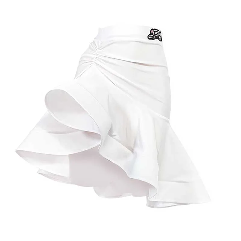 Volwassen Latin Danskleding Vrouwen Professionele Competitie Jurk Samba Rumba Danser Oefenkleding Zwarte Fringe Top Witte Rok VDL853