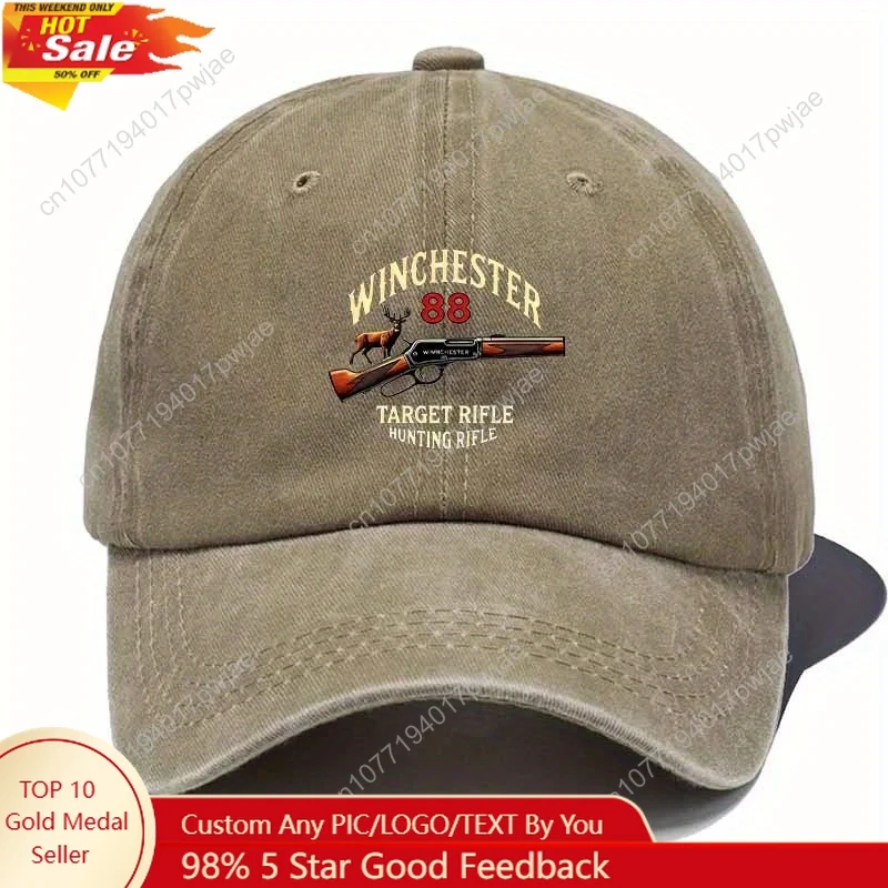 

[Hunting] Men's/Women's Hunting Baseball Cap - Wilderness Exploration Hat with Rifle Graphic, Dark Gray/ Olive/, Outdoor Hunting