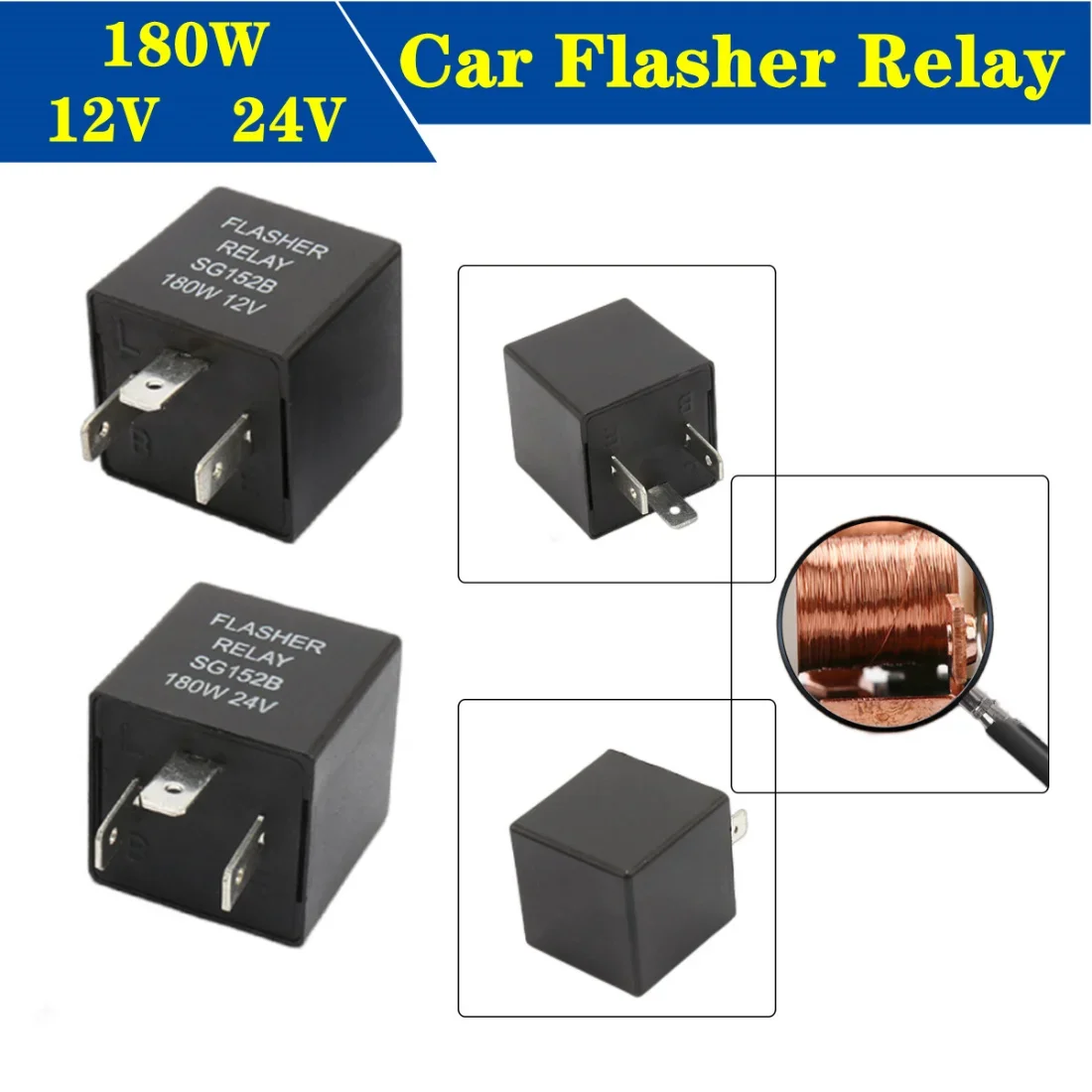 12V 24V 3 Pin  Electronic Car Flasher Relay to Fix LED Light Turn Signal Hyper Flash Blinking Light