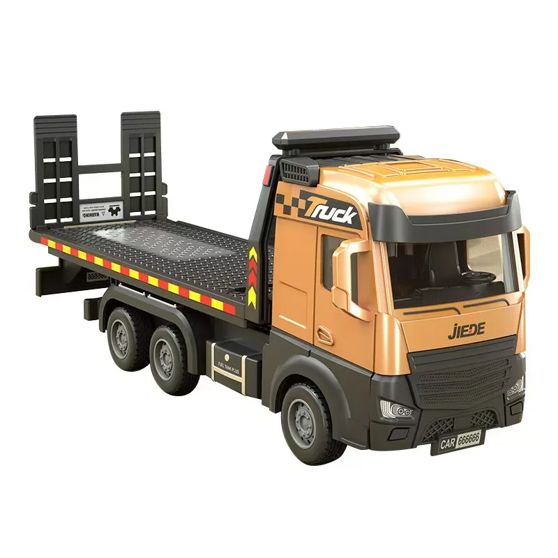 

Металлическая модель прицепа, игрушечный грузовик-тягач с реалистичными звуковыми и световыми эффектами, и подъемной платформой.