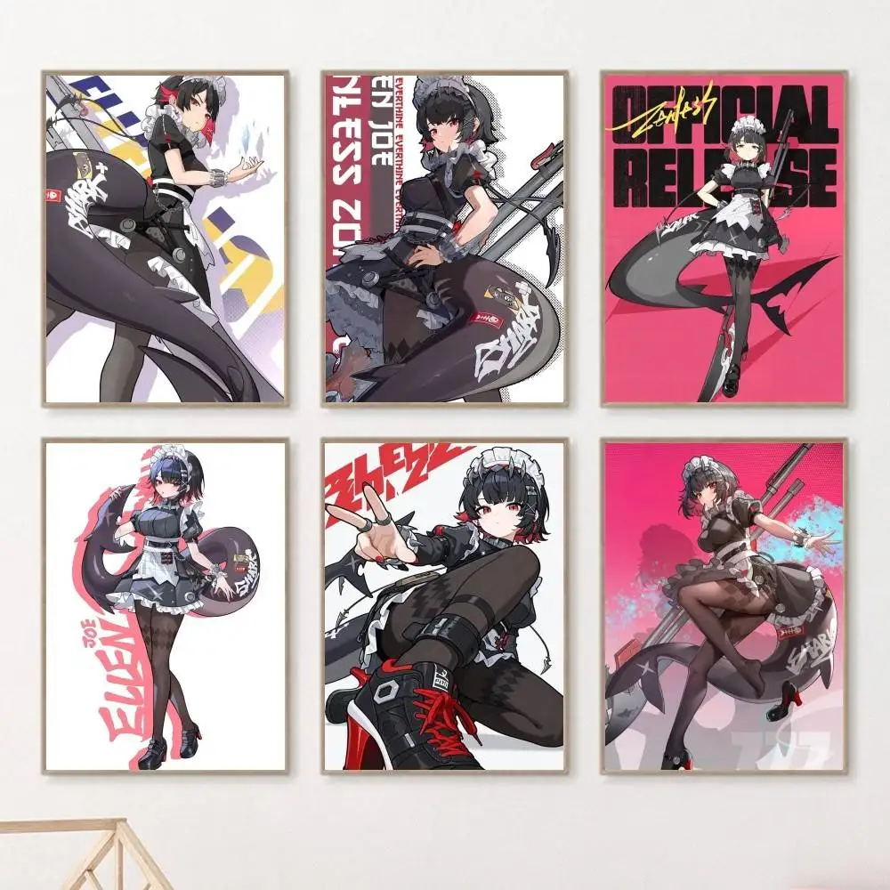 1PC Game Zenless Zone Zero Ellen Joe Poster Self-adhesive Art Waterproof Paper Sticker Coffee House Bar Room Wall Decor