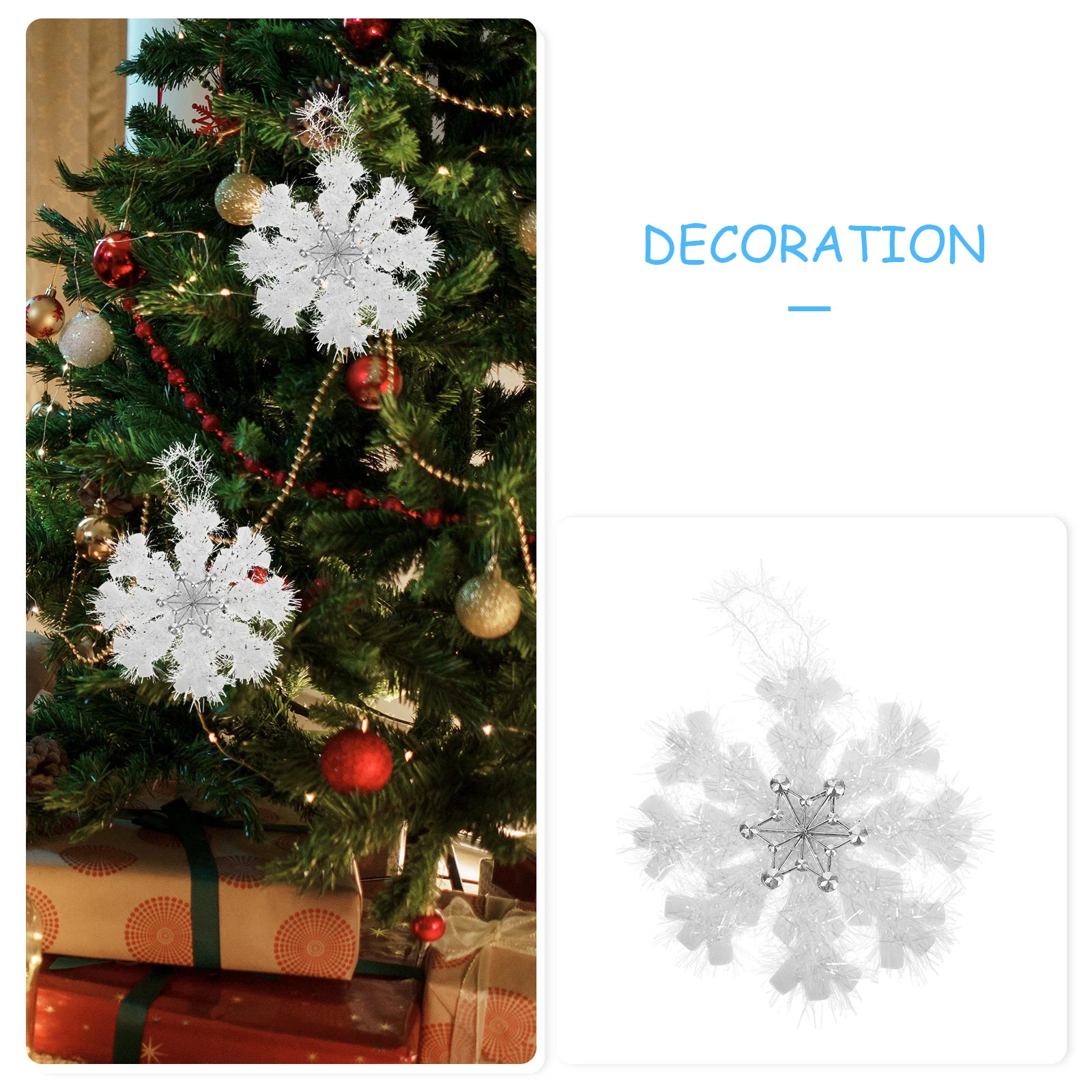 

8pcs Snowflake Decorations White Eight Rod 3D Craft Holiday Tree Ornaments Christmas Party Elegant Winter Hanging