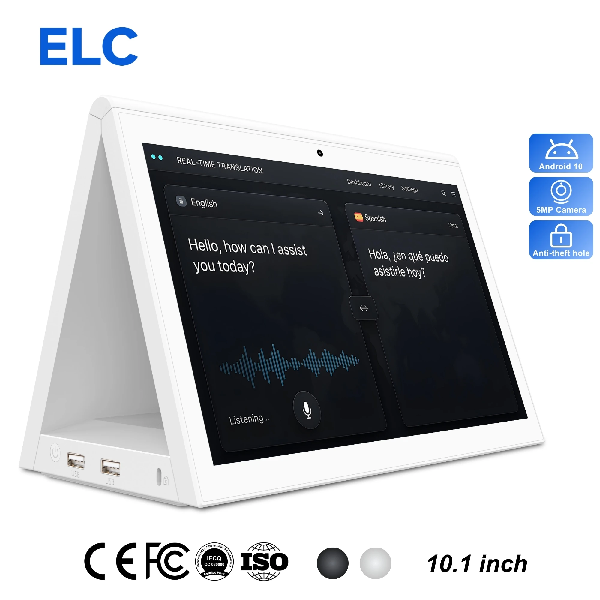Multilingual Airport Ground Service Translation Device With Interactive Touchscreen For Transit Desks And Customer Assistance