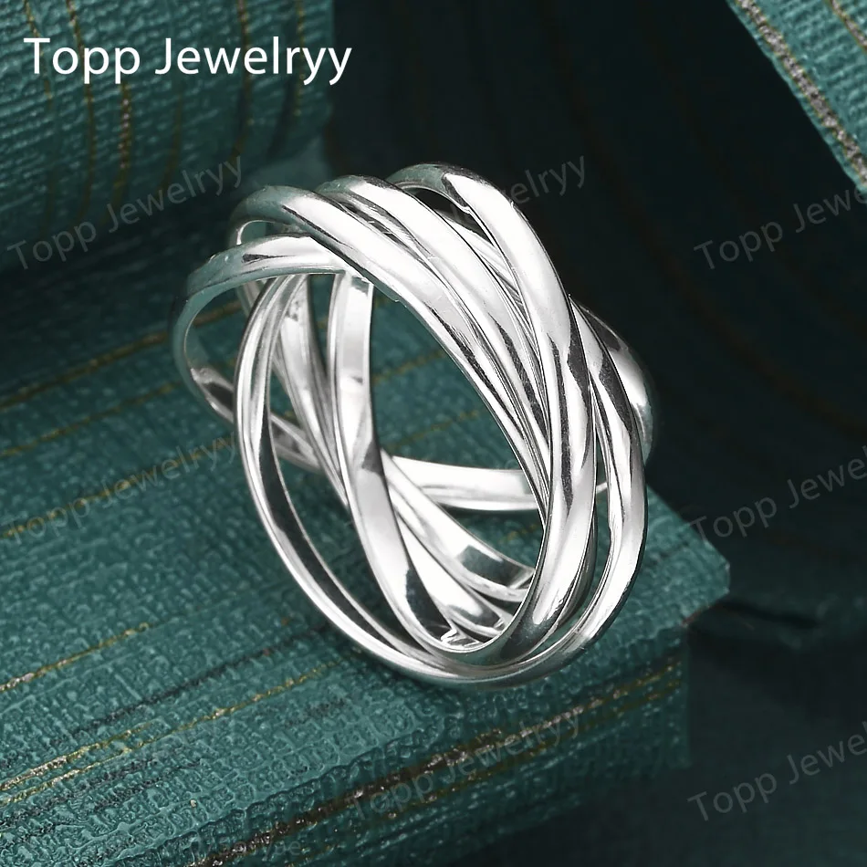 

Charm 925 Sterling Silver 7-10# Exquisite Multi Circle Ring Men Women Fashion Wedding Party Jewelry