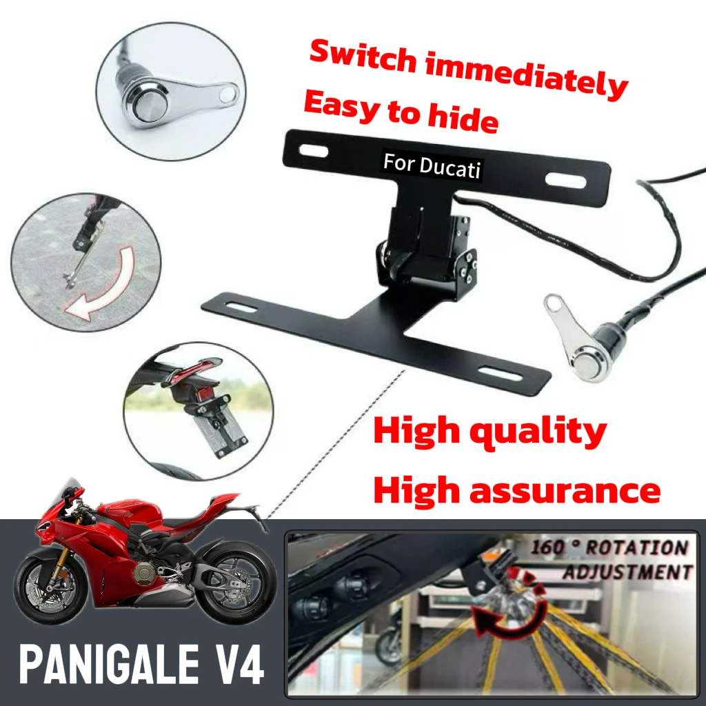 

For Ducati Panigale V4 V4s License Plate Premium Adjustable License Plate Button Switch Effortless Contro License Plate Bracket