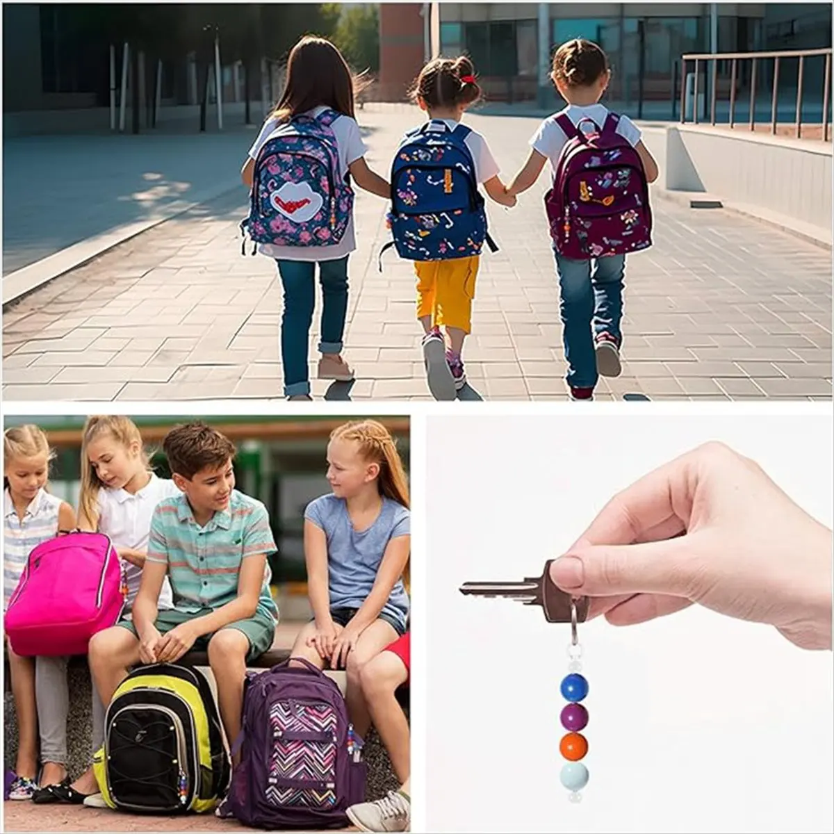 

*ABKM 55 Pcs Blank Beaded Keychain Bars DIY Keychain Accessories for Pendant DIY Crafts Jewelry Making Gift