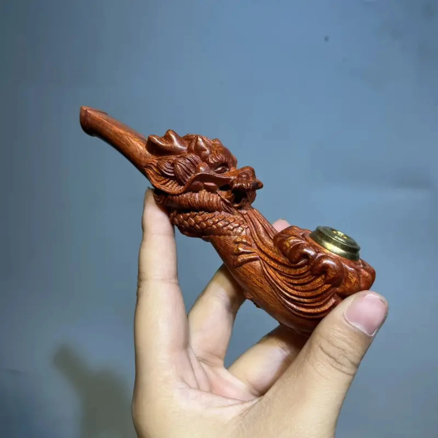 High-grade Portable Antique Long Handle Tobacco Pipe with Engraved Text, Retro Style, Unique Personality - Classic Smoke Pot for