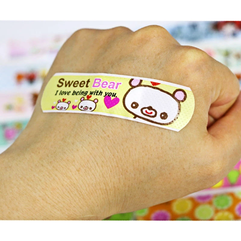 Cinta adhesiva para hemostasia para bebé, parches de yeso para heridas, con patrón de animales de dibujos animados Kawaii, impermeable, 120