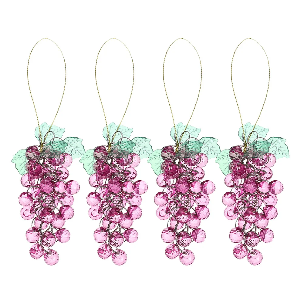 

4pcs Acrylic Beaded Grape Cluster Artificial Grapes Hanging Ornament For Wedding Party Christmas Tree Decor Celebration Prop