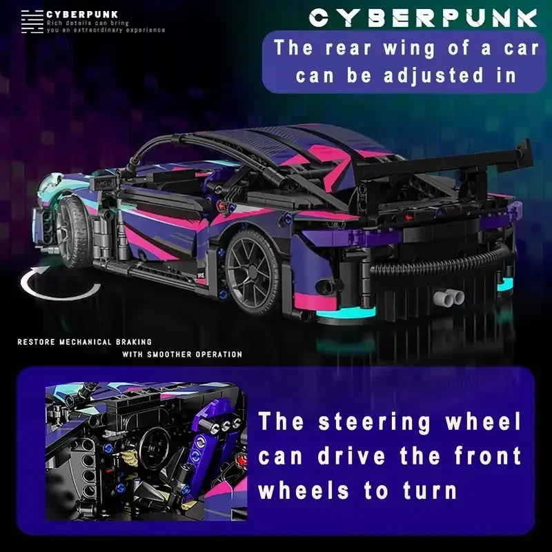 Cyberpunk 911 Sports car  Technology Mechanical Group Electric Remote Control BlockS Model Puzzle Toys Gifts For Children's Day