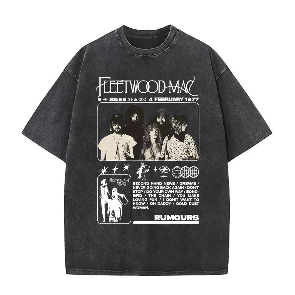 Custom Top Classic Rock Band Fleetwood Mac Stevie Nicks Rumours Graphic Print T-shirts Men Women Fashion Loose Casual Cotton Ove