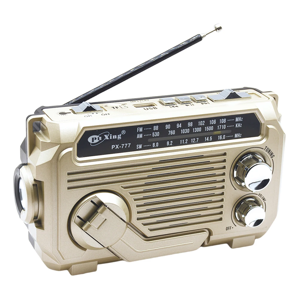 Radio Engkol Tangan Darurat Radio Tenaga Surya Portabel Radio Cuaca AM/FM/SW dengan Senter LED Speaker BT untuk Mendaki Luar Ruangan