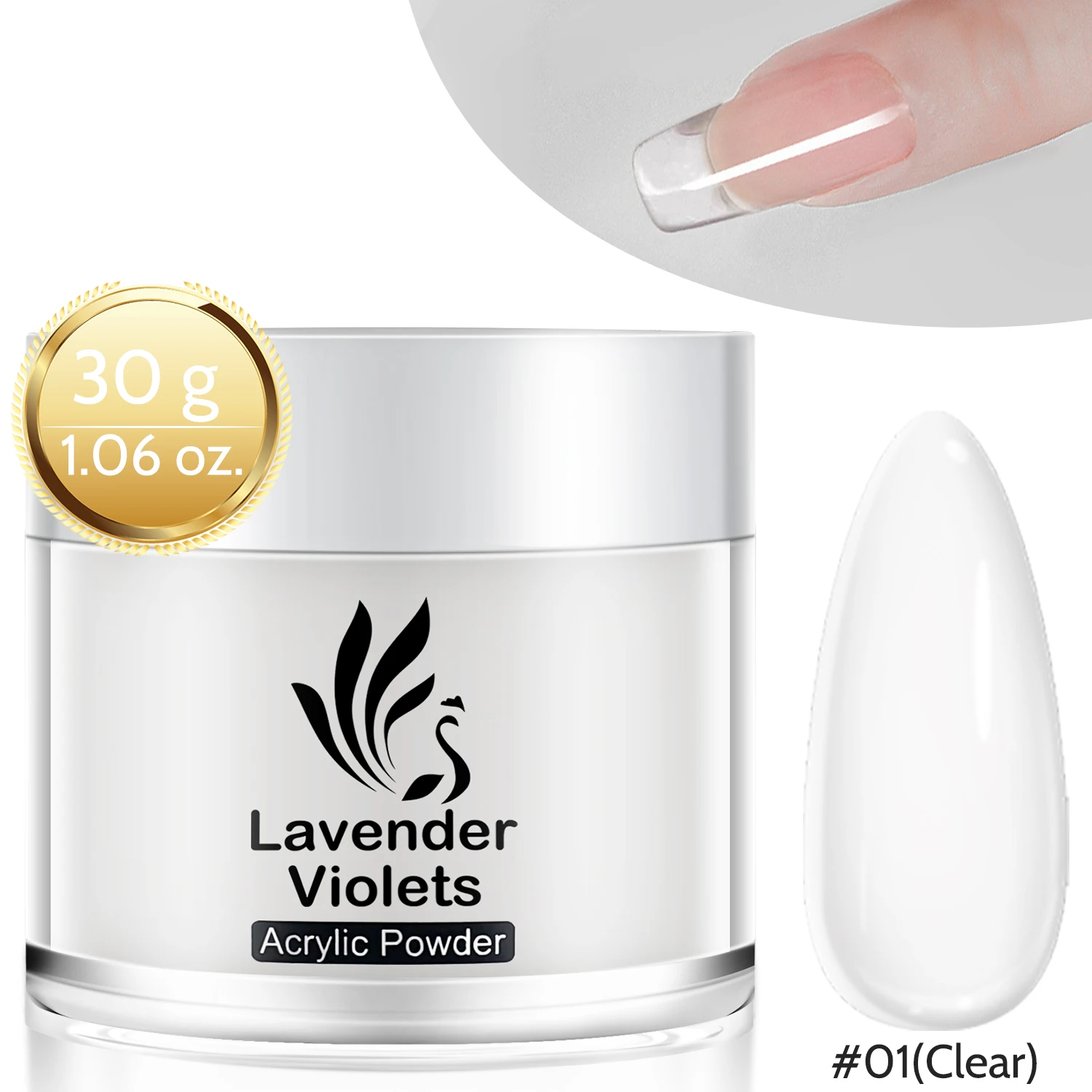 Polvo acrílico de Color transparente de 1,06oz/30g y polvo de inmersión 2 en 1 para extensión de uñas, salón de tallado, manicura artística