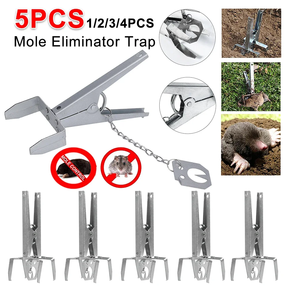 1-5PCS Mole Eliminator Trap Steel Pest Mole Traps Outdoor Mole Scissor Clip Fast Kill Mouse Rat Mice Pest Control Hunting Tool