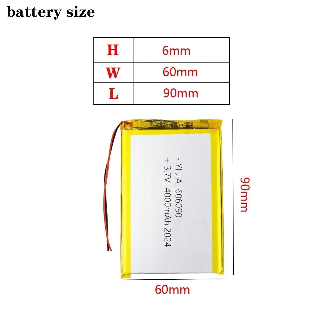 606090 Rechargeable Li Ion Battery Soft Case Battery Pack 3.7V Lithium Polymer Battery Lithium Ion Li-Polymer 4000mAh