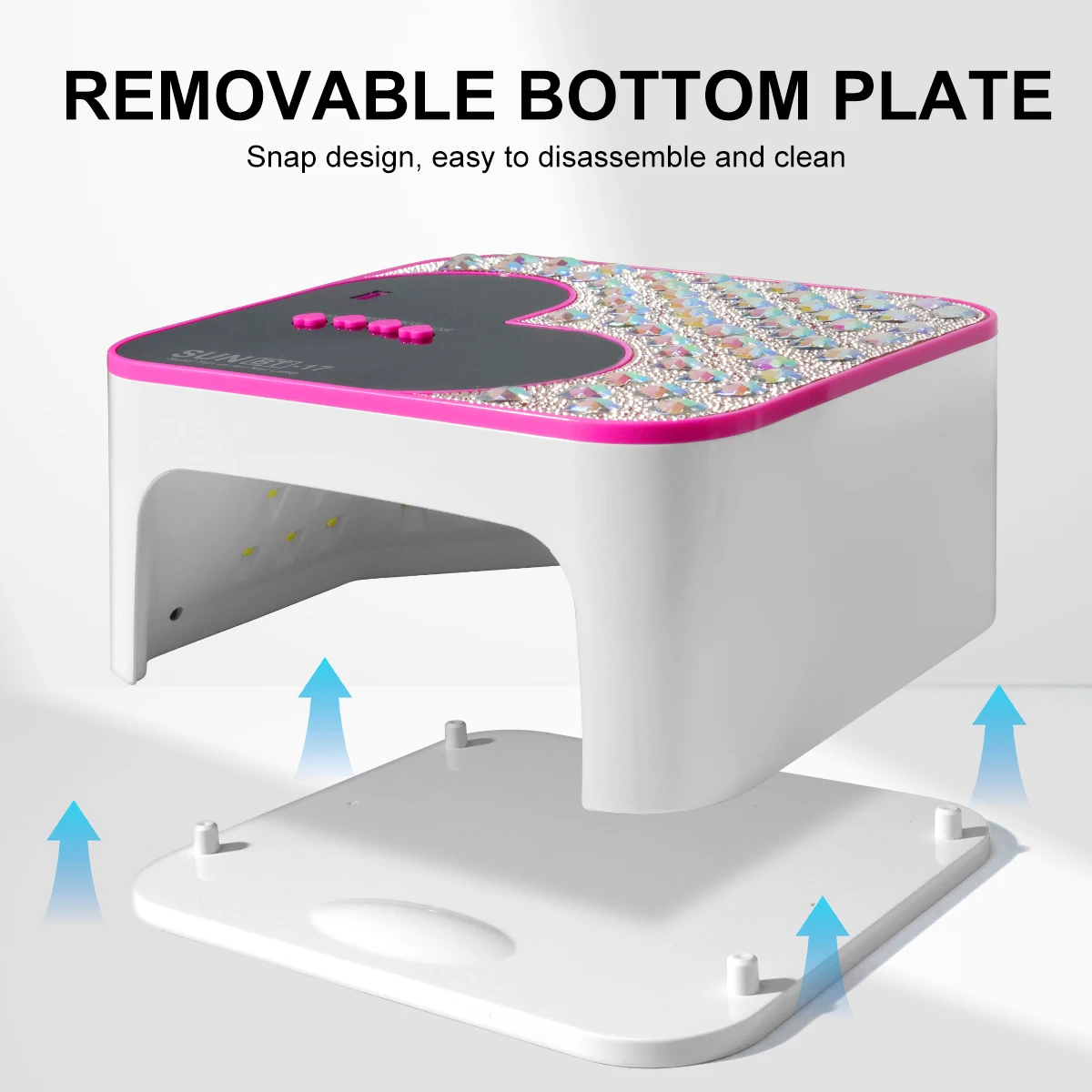 ثلاثية الأبعاد الماس الأشعة فوق البنفسجية LED مسمار مصباح للتجفيف السريع هلام مسمار العلاج بالضوء آلة شكل قلب 45 المصابيح مانيكير صالون أداة المعدات