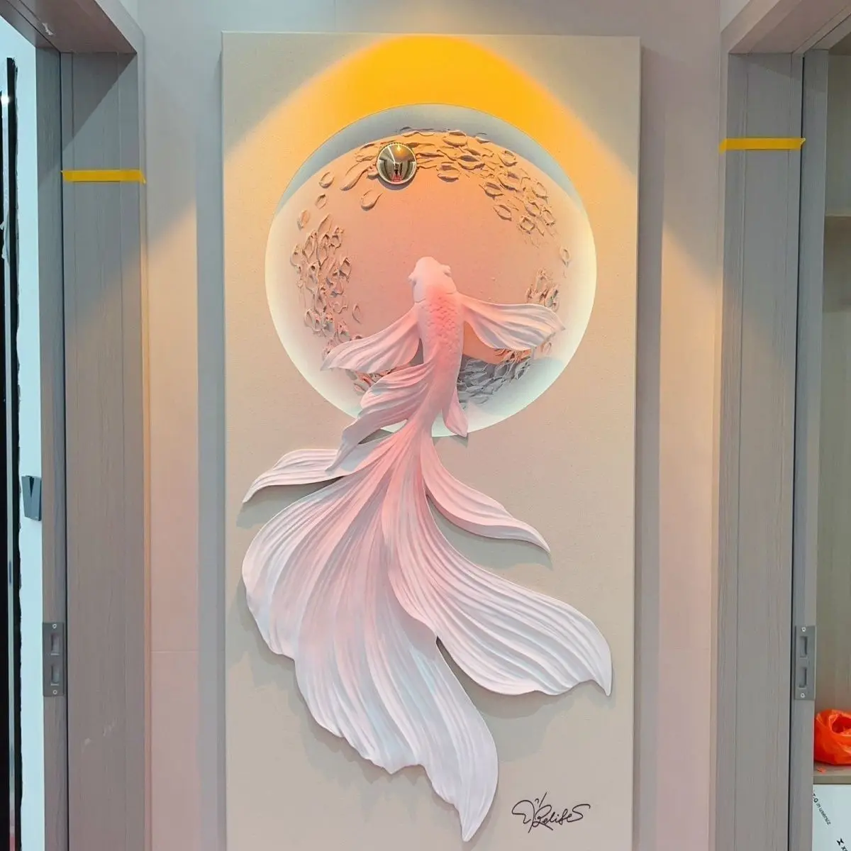 Three-dimensional mural living room entrance entrance decorative painting corridor aisle with light