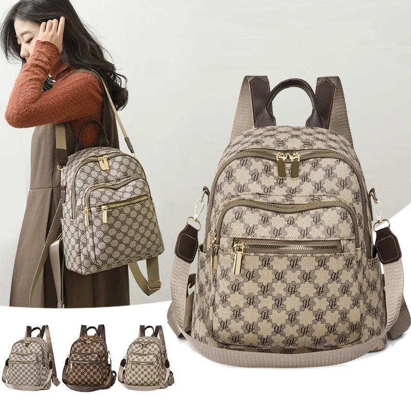 New Designer Leather Backpack Luxury Women Girls School Shoulder Bag Fashion Casual Large Capacity Travel Backpack Female High Q