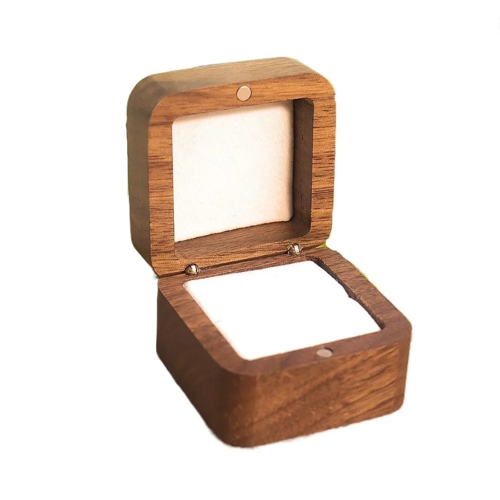 1/2 Slots Spade Wood Rings Holder Square Wedding Rings Bearer Box Anti-collision Packaging Rings Display Case Propose