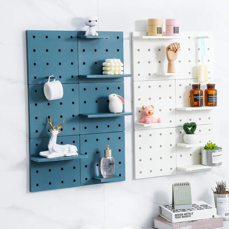 DIY Shelves Wall Storage Rack Hole Plate Storage Shelf Living Room Kitchen Bedroom Hanging Multi-layer Wall Shelf Storage