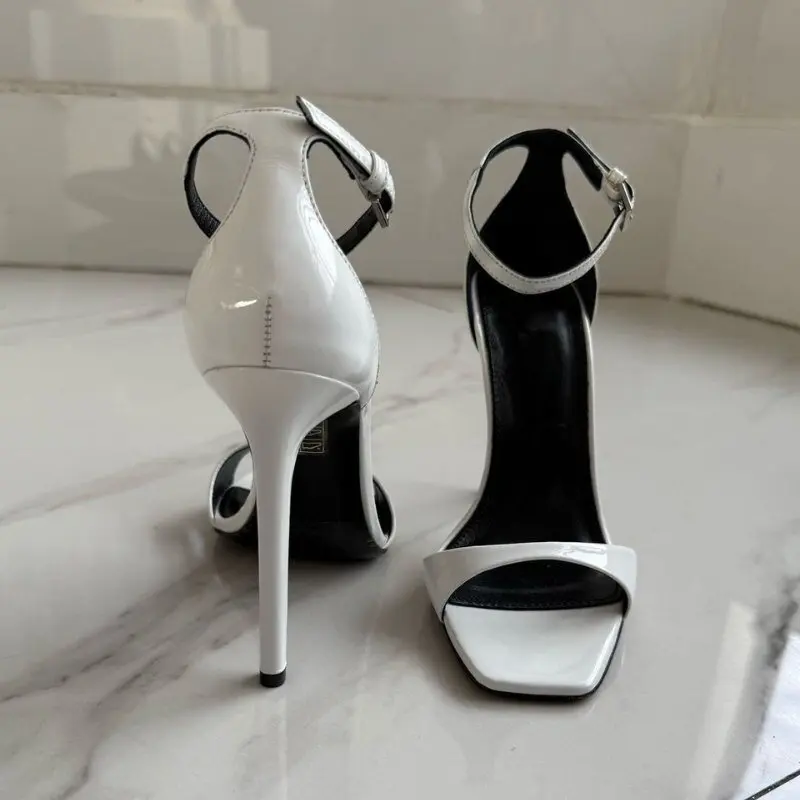 European American Style Square Head Open Toe One Word Buckle Super High 8CM Up Heel Bag Heel Fashion Sandals Large Size 34 46 view 4