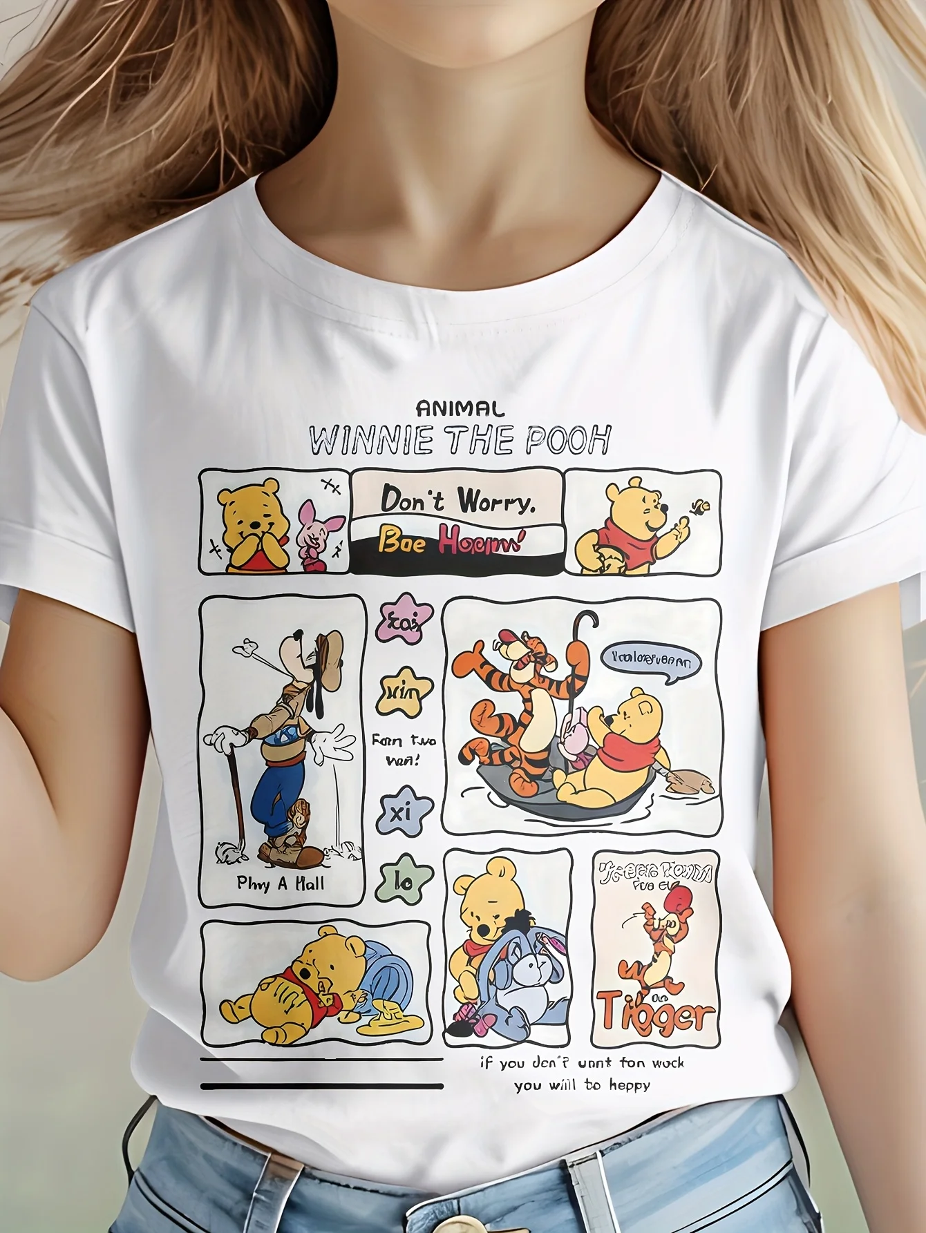 

Winnie The Pooh T-Shirt for Girls Cotton Short Sleeve Children T-shirt Cute Cartoon Disney Tops Baby T-shirt Summer Kids Clothes