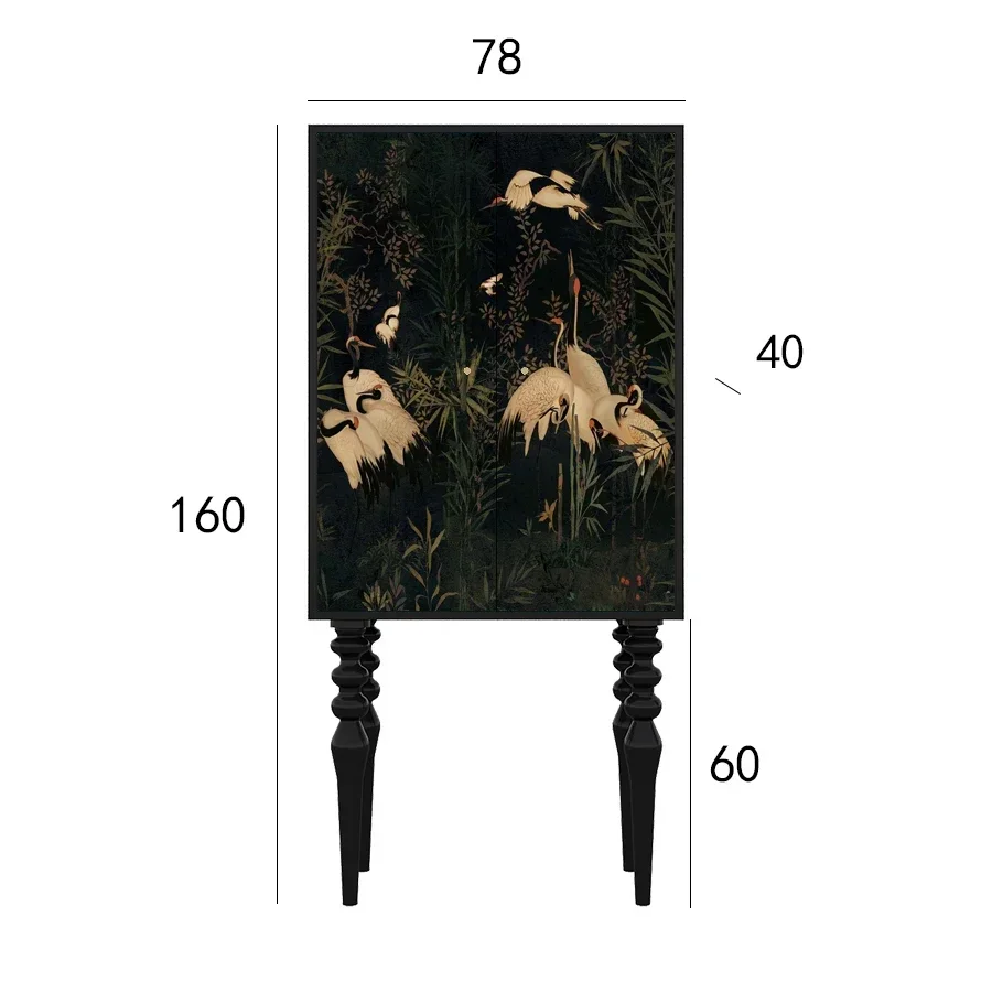 프랑스 계획 크레인 거실 스토리지 스토리지 통합 다기능 단단한 나무 진품 캐비닛 높은 발 캐비닛