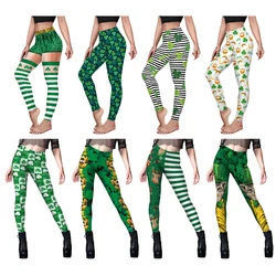 [You're My Secret] New Female Pencil Pants Leggings Green Clover Print Leggings Elastic Saint Patrick's Day Party Sexy Leggings