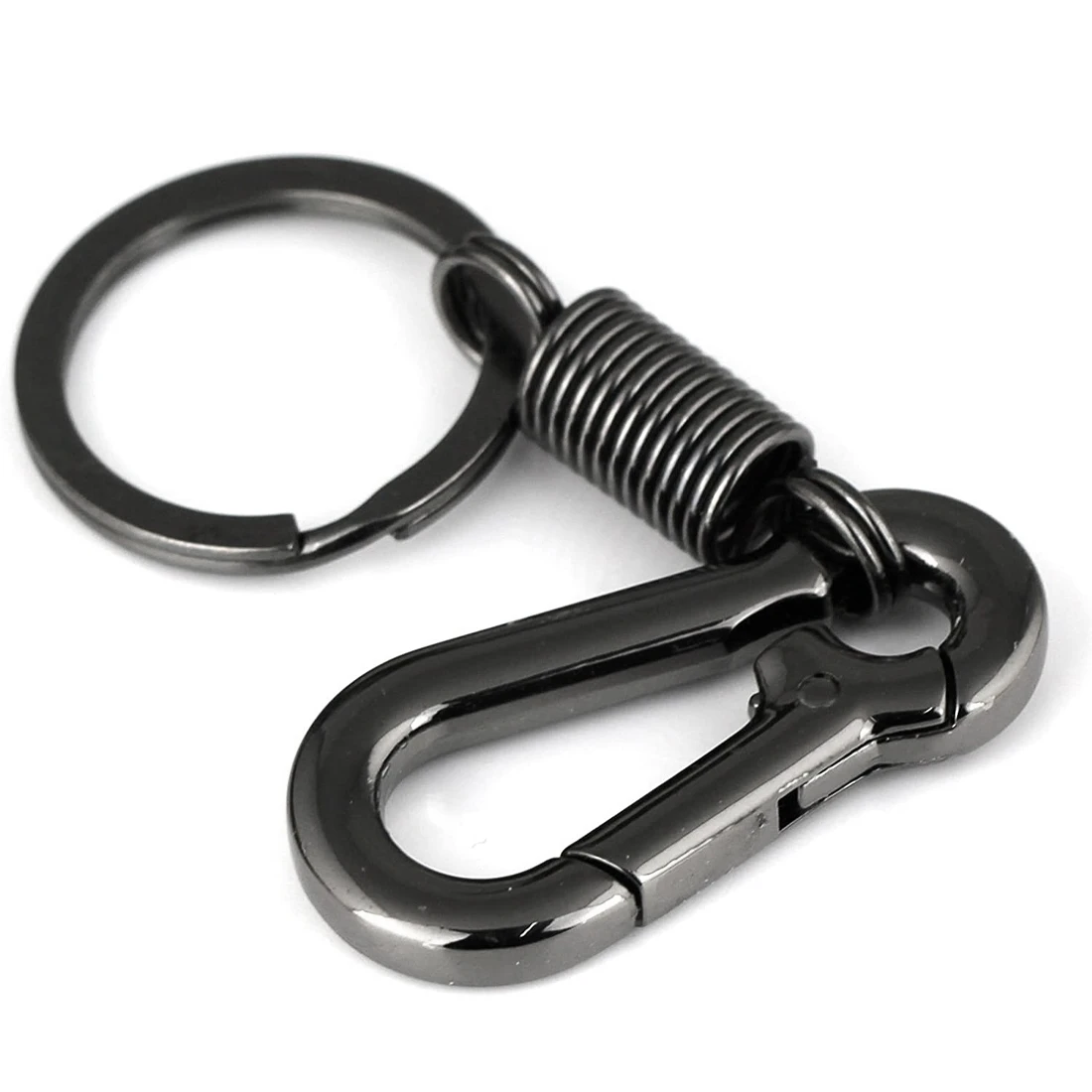 Sturdy Carabiner Key Chain Key Ring Polished Key Chain Spring Key Chain Business Waist Key Chain, Black