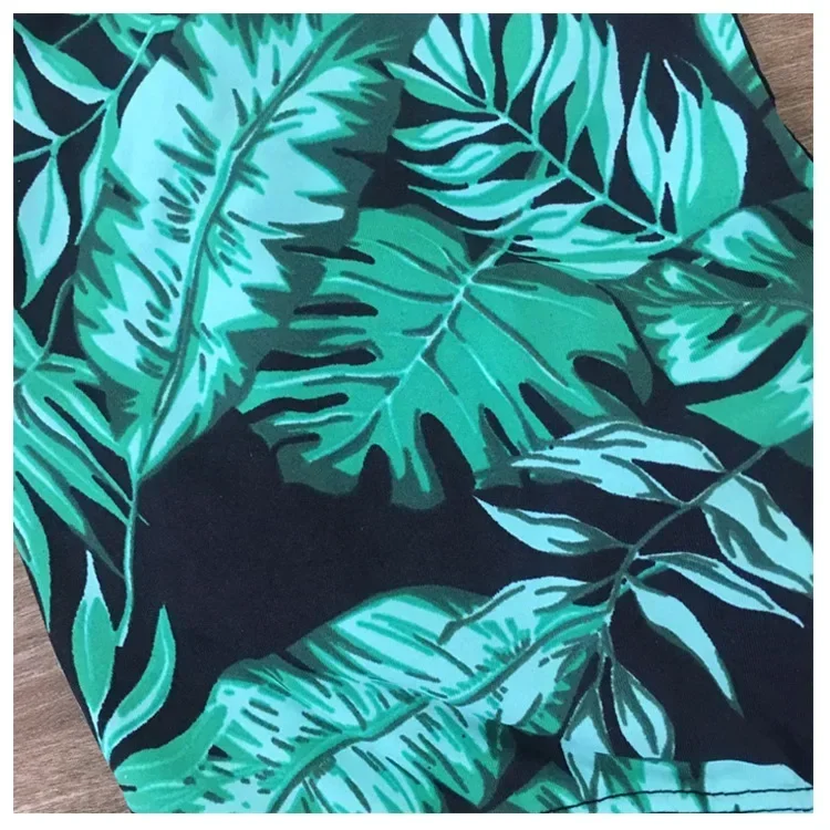Areathable Green Leaf Print Cut Out One-Piece Swimsuit Women Sexy Backless String Adjust Girls Beach Bathing Suit Swimwear