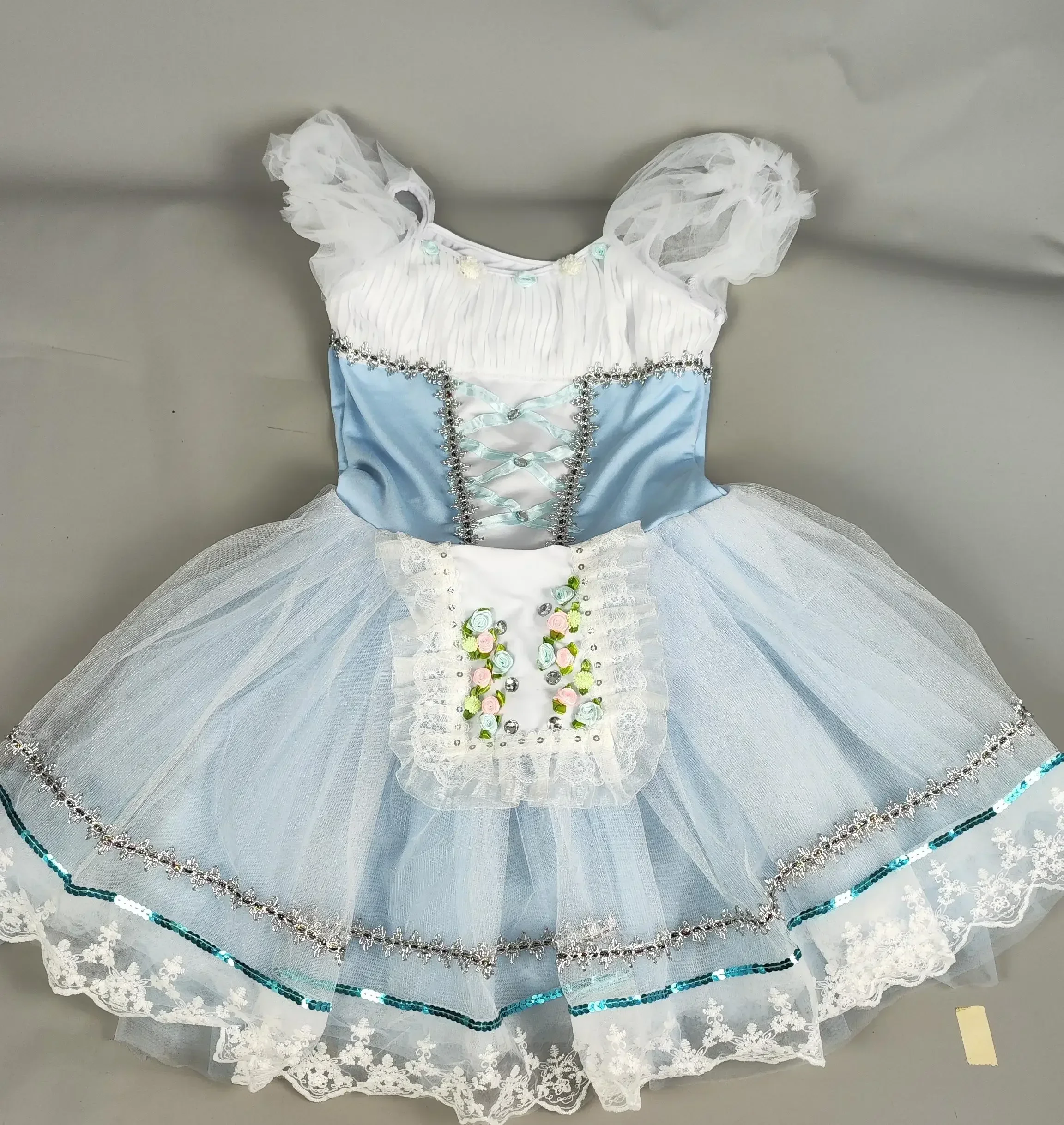 الأزرق طويل رومانسية الباليه توتو تنورة للفتيات الأطفال النساء لينة تول فستان طويل أزياء مسرحية فستان جيزيل الإسبانية #5